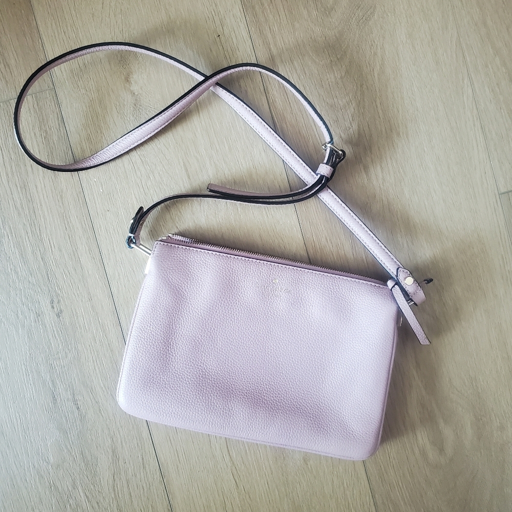 Kate Spade pebbled leather triple gusset cross body blush